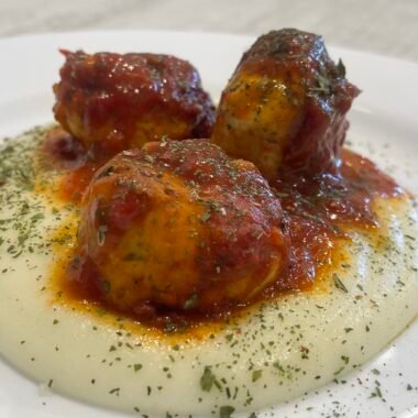 chicken meatballs with parmesan and tomato sauce