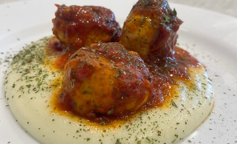 chicken meatballs with parmesan and tomato sauce
