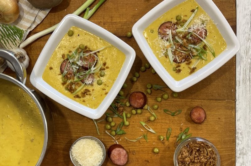 Creamy pea and smoked sausage soup - Dutch winter soup (Snert)- my version