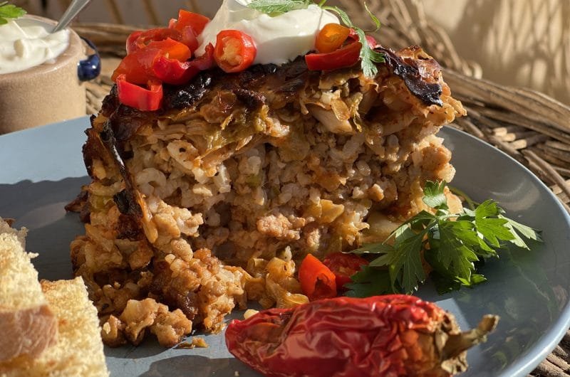 Varza murata la cuptor cu carne tocată si orez