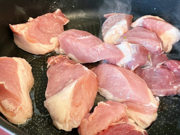 cooking meat for the Romanian Cauldron Stuffing – A Recipe Passed Down from My Grandmother