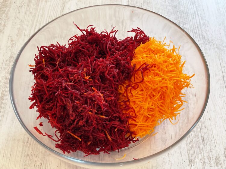 prep carrots and beetroot for the Romanian Cauldron Stuffing – A Recipe Passed Down from My Grandmother