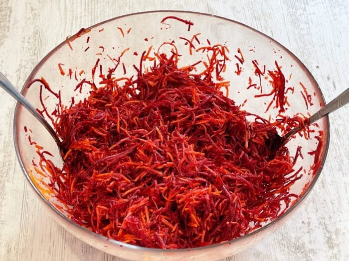 carrots and beetroot salad for the Romanian Cauldron Stuffing – A Recipe Passed Down from My Grandmother