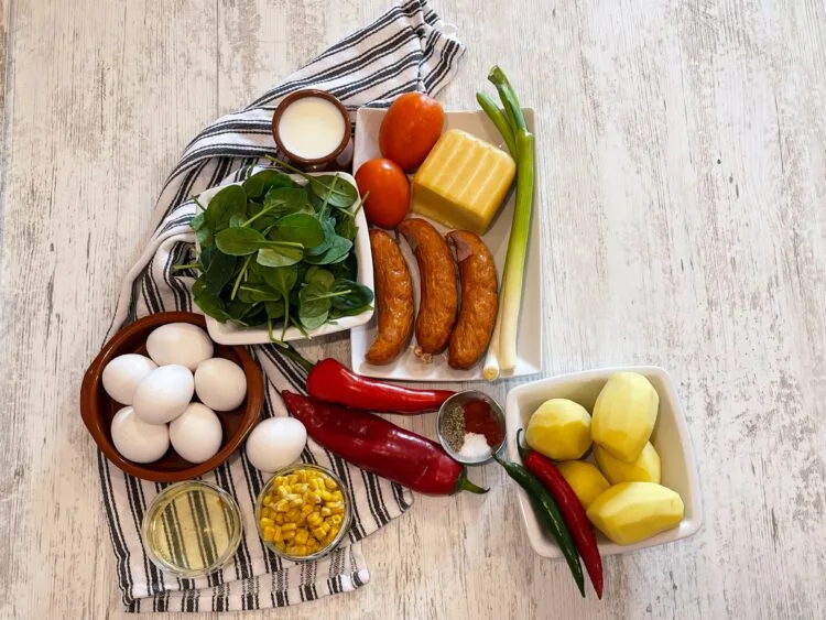 ingredients for Potato and Spinach Frittata: A Perfectly Simple and Savory Brunch Recipe