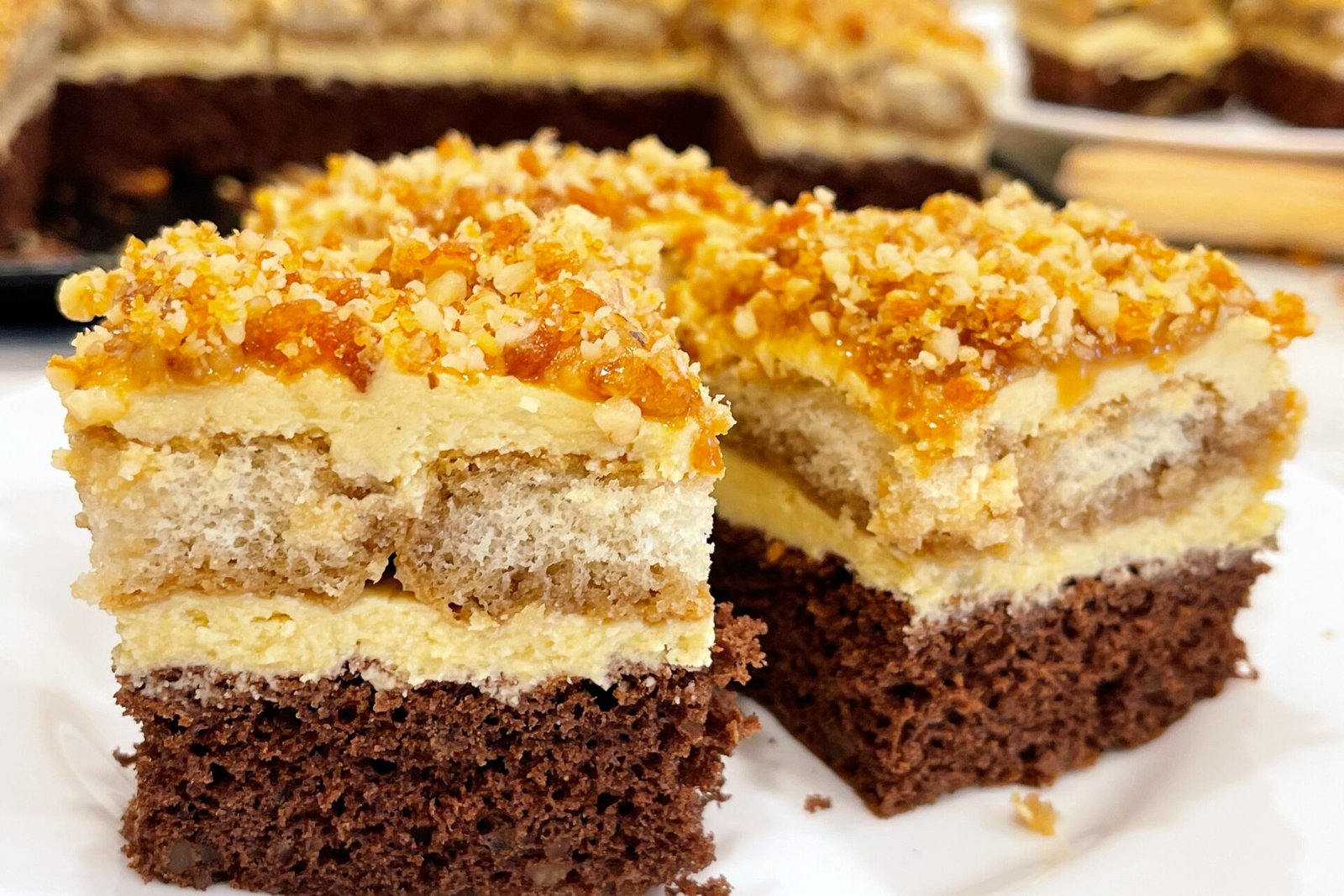 Coffee Buttercream Dream Cake with Caramel and Crunchy Nuts