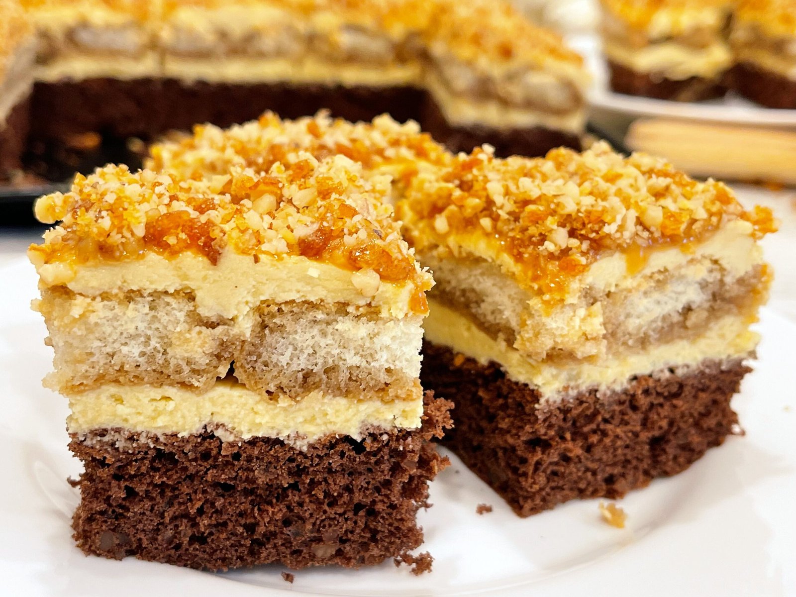 Coffee Buttercream Dream Cake with Caramel and Crunchy Nuts