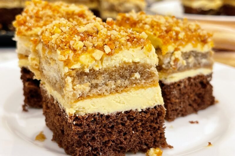 Coffee Buttercream Cake with Caramel and Crunchy Nuts