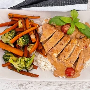 cover photo Delicious Chicken In Creamy Sauce With Cherry Tomatoes And Parmesan