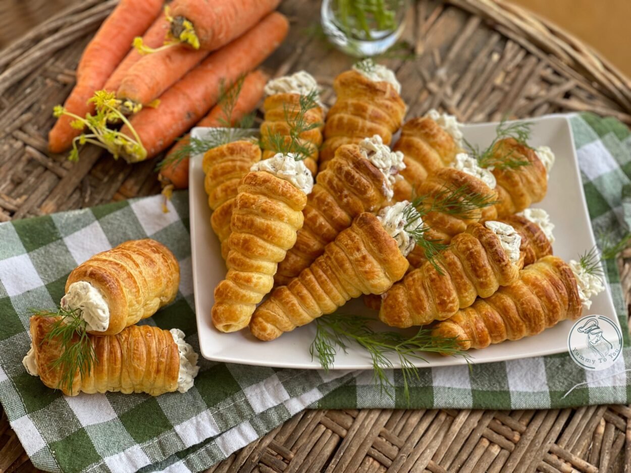 Delicious Cream Cheese-Filled Puff-Pastry Shaped Carrots in Just 3 Steps