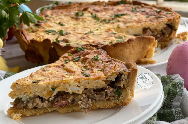 Rustic Quiche with steak, cheese, and eggs - leftovers