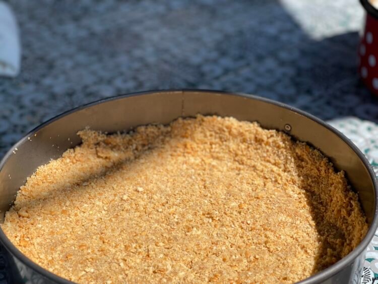 baza de biscuiti pentru Cheesecake cu afine (fara coacere)