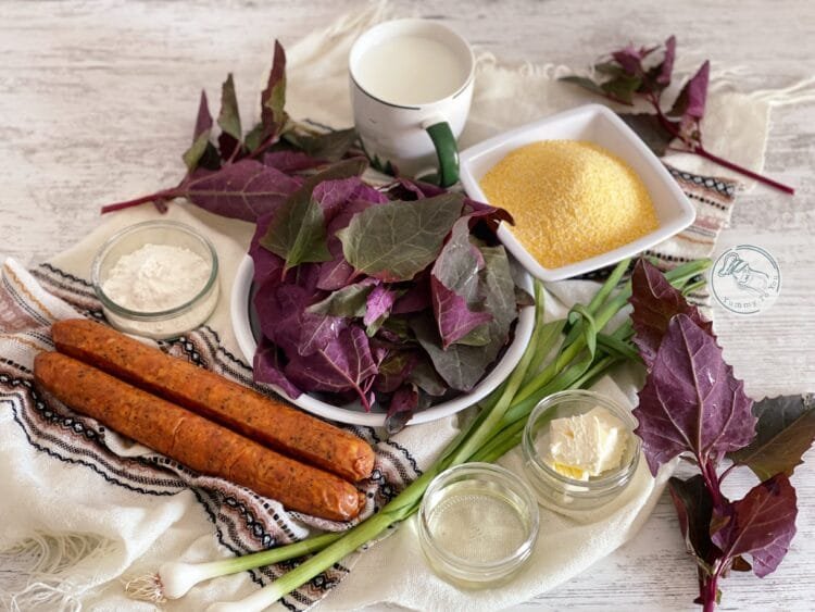 Ingrediente pentru lobodă cu lapte și cârnați afumați