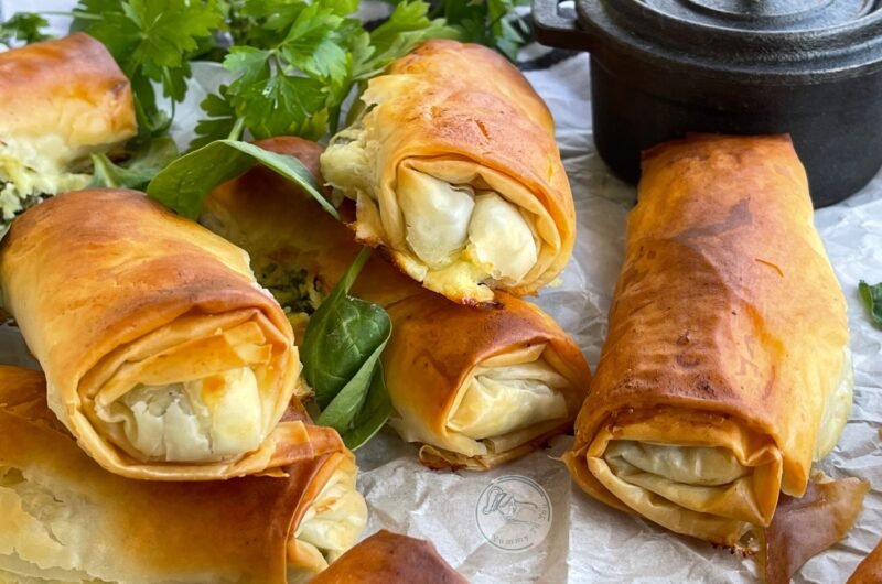 Crispy Filo Cheese and Spinach Pies