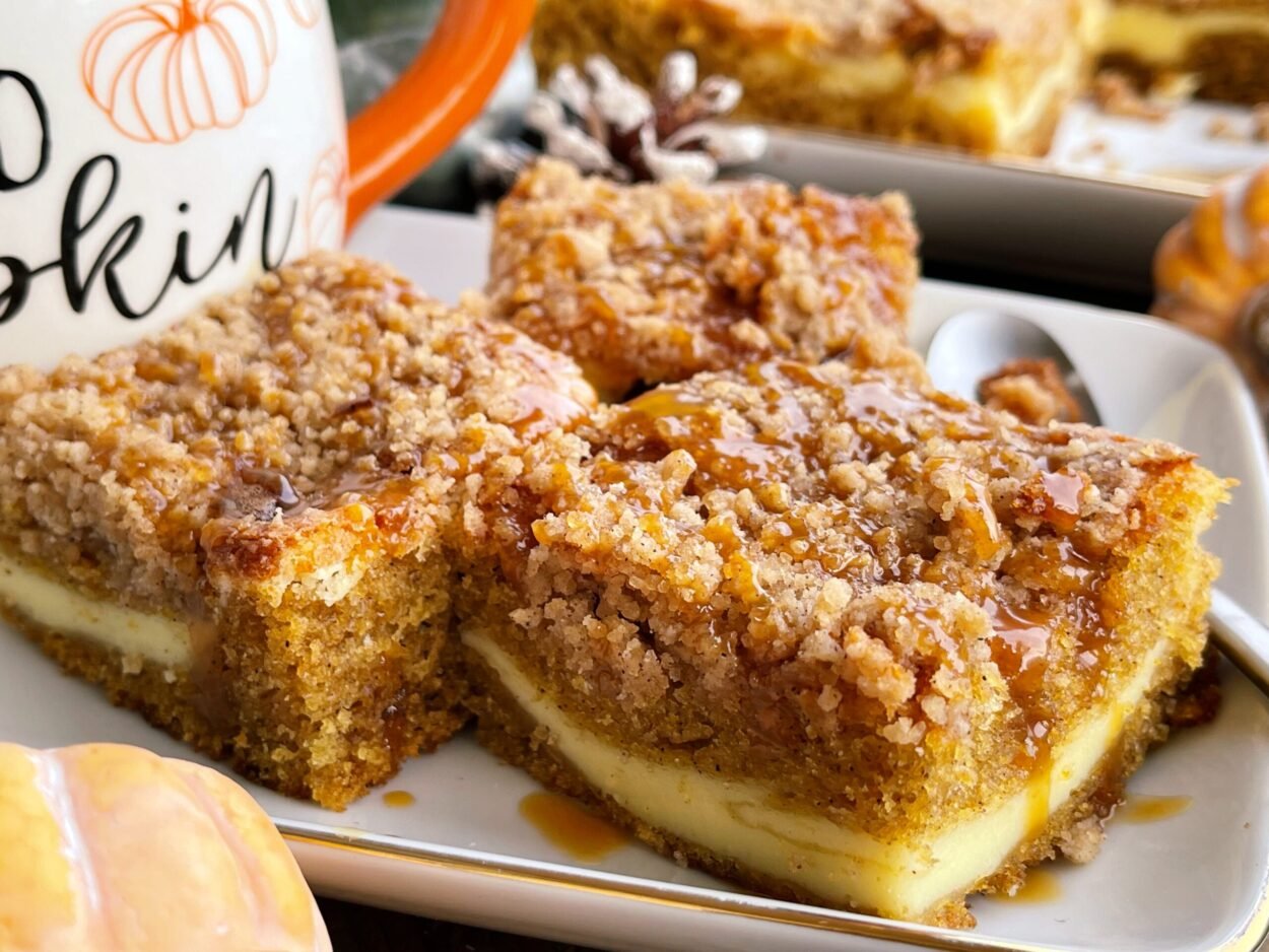 Pumpkin Coffee Cake with Cream Cheese Filling – Easy Homemade Recipe