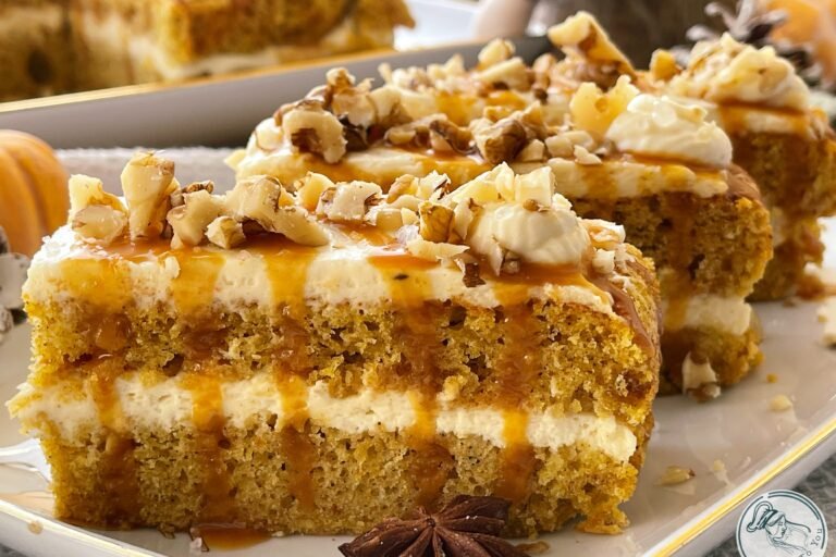 Prăjitură în straturi cu dovleac, caramel și mascarpone (ușoară și elegantă)​