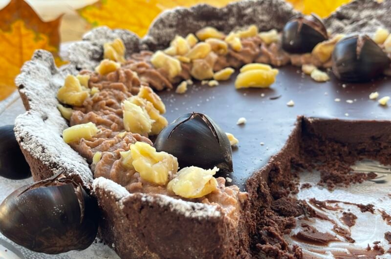 Tartă de ciocolată neagra, cafea și cremă de castane