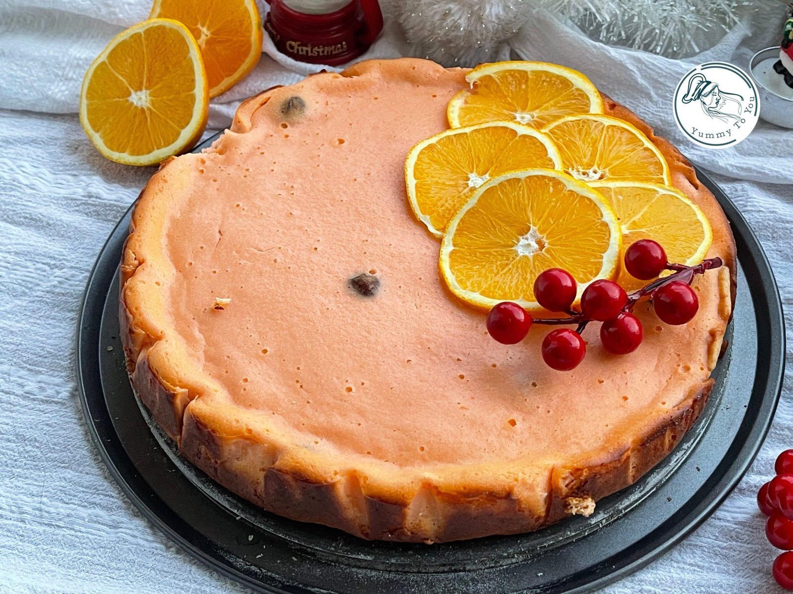 Quick Homemade Sweet Cheese Tart with Orange and Cranberries