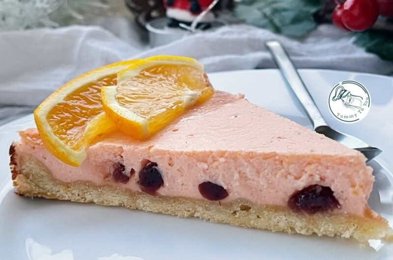 Homemade Sweet Cheese Tart with Orange and Cranberries
