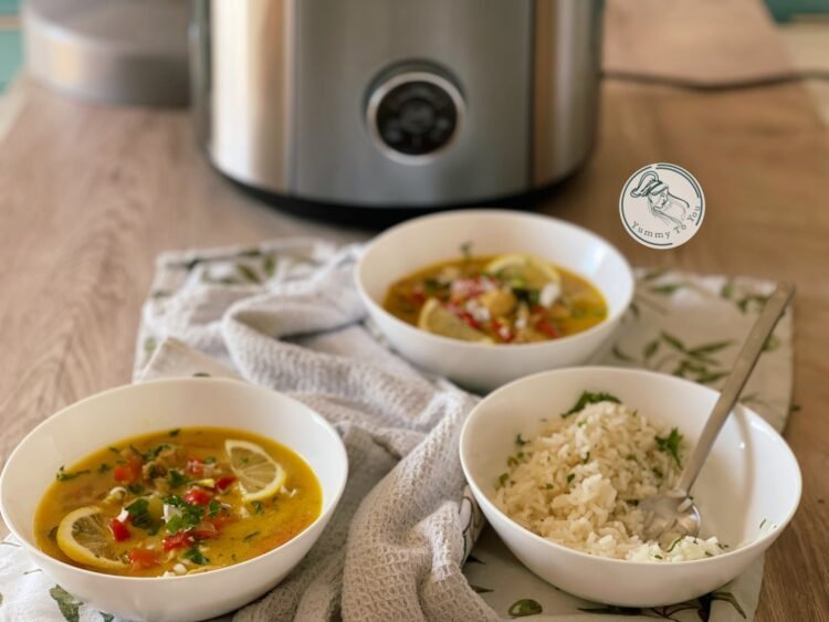 Supă curry cu pui și legume la oala sub presiune servire 1