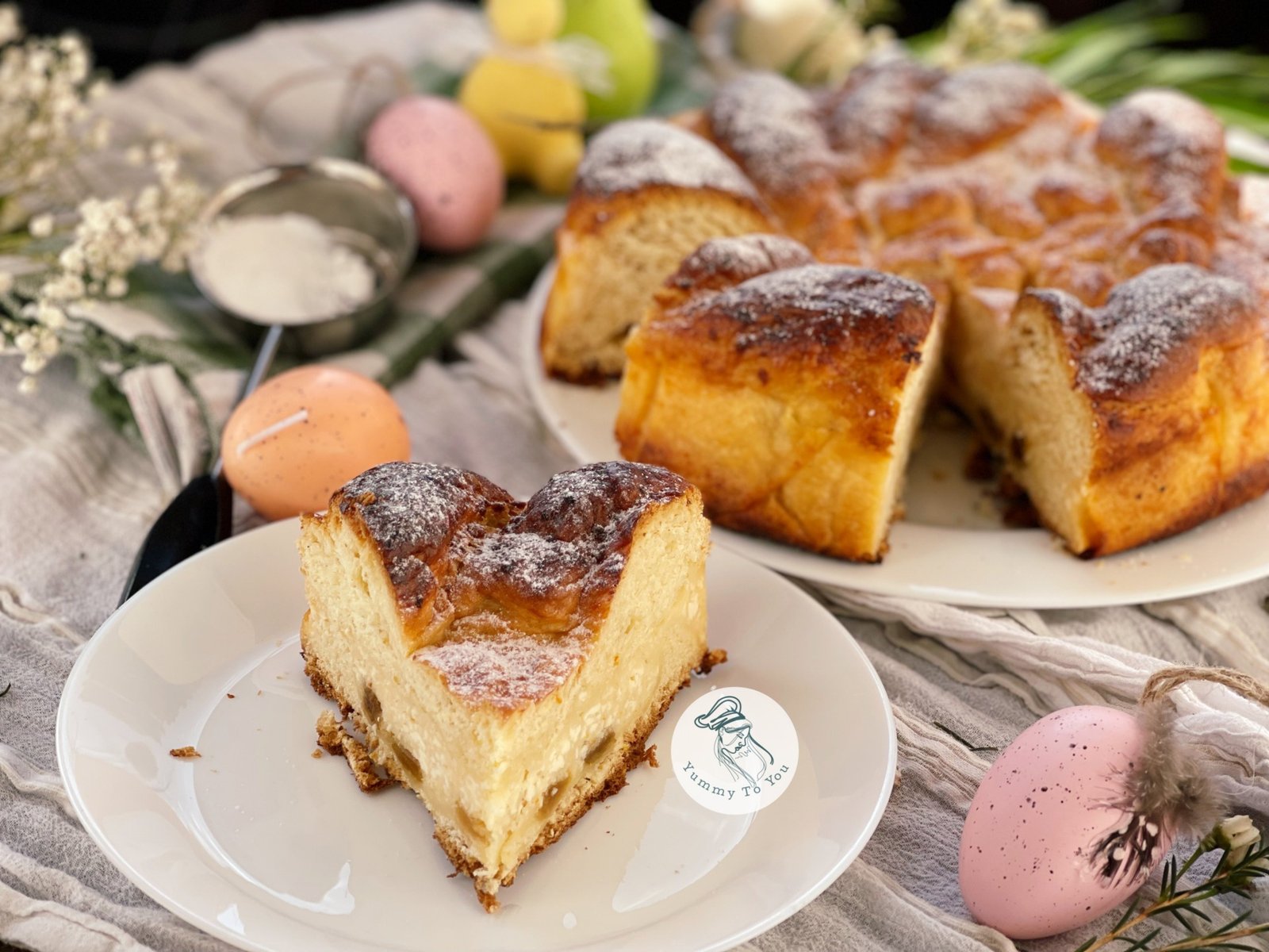 Pască cu brânză dulce și stafide servire 3 Pască cu brânză dulce și stafide servire 3