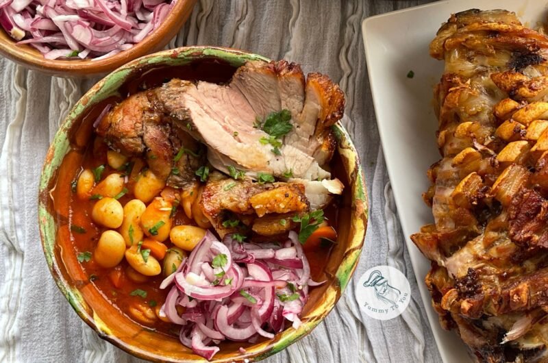 Beer-Roasted Pork Knuckle with Beans in the Air Fryer