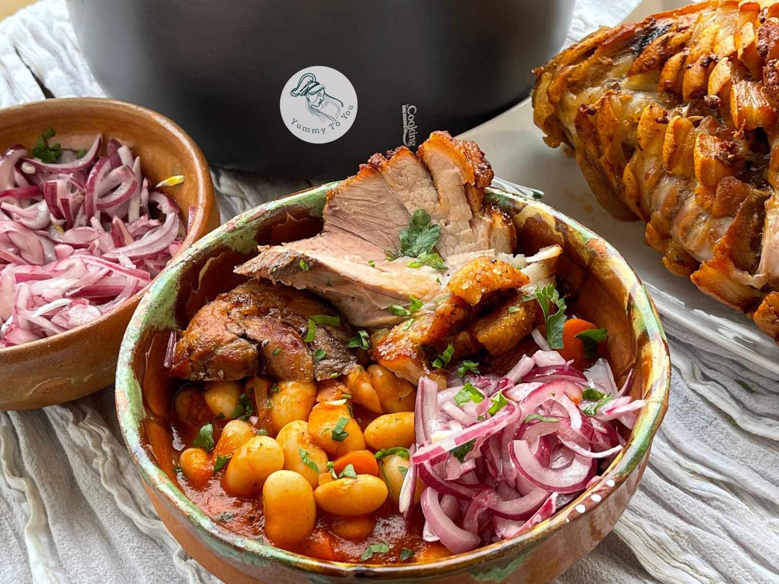 Fasole cu ciolan copt în bere la Air Fryer servire 4