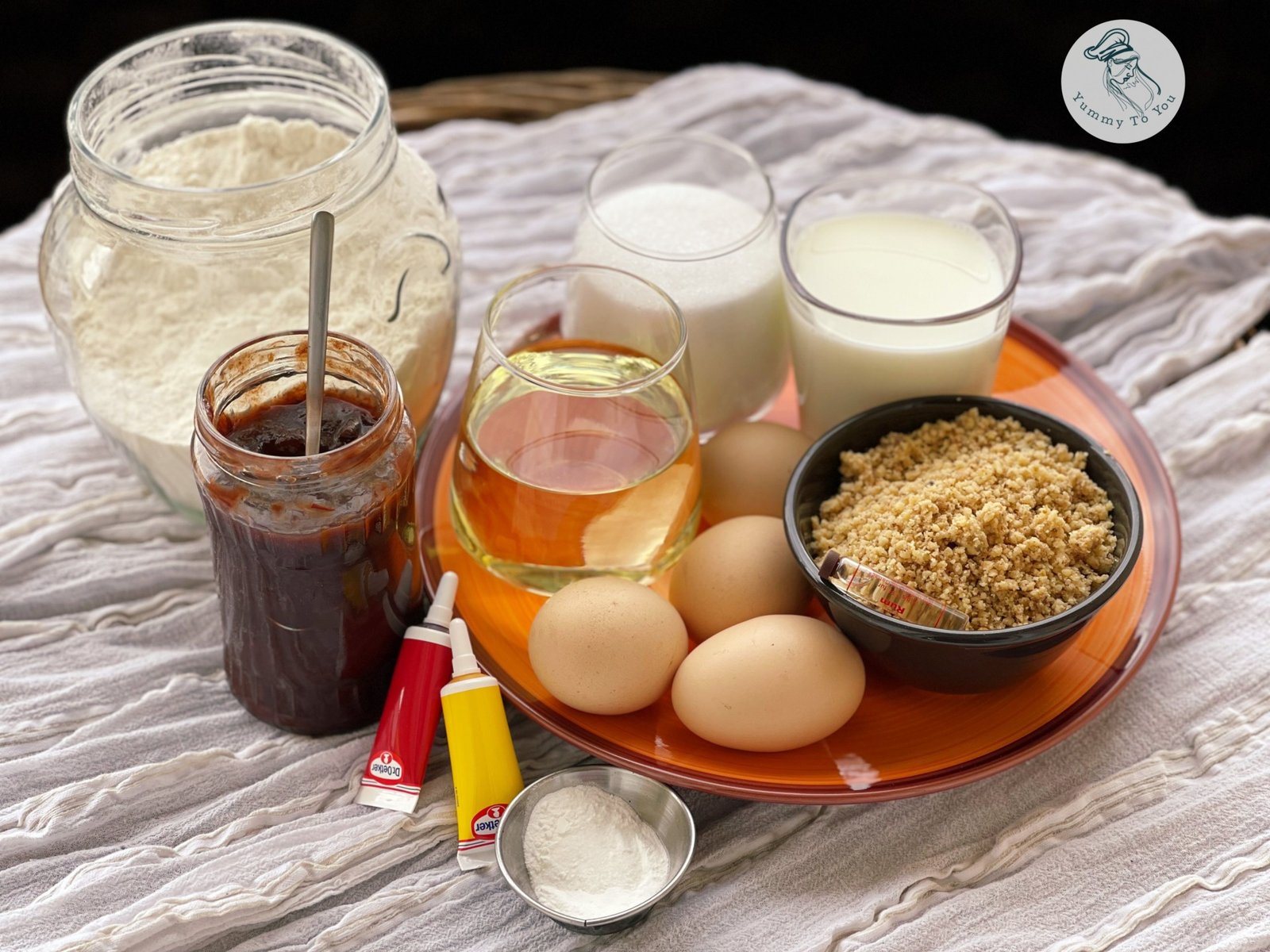 Piersici umplute cu gem și nucă ingrediente