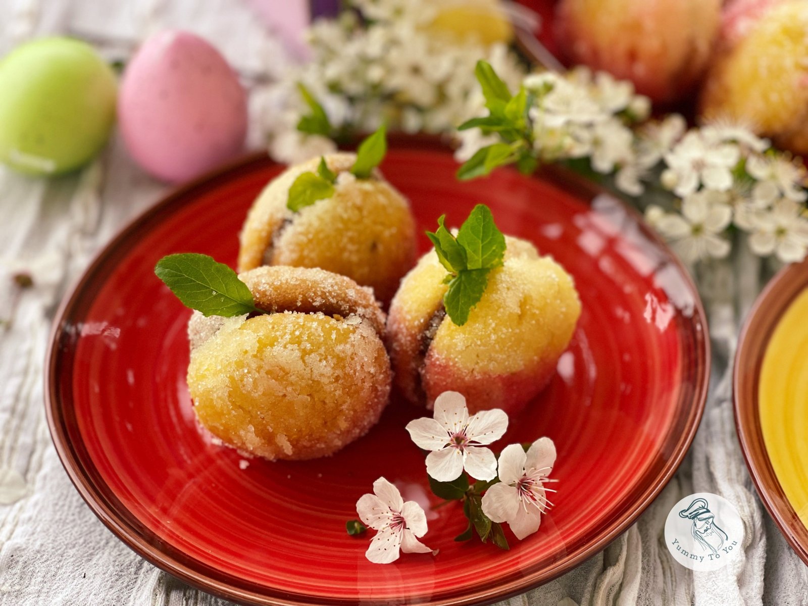 Piersici umplute cu gem și nucă servire 4