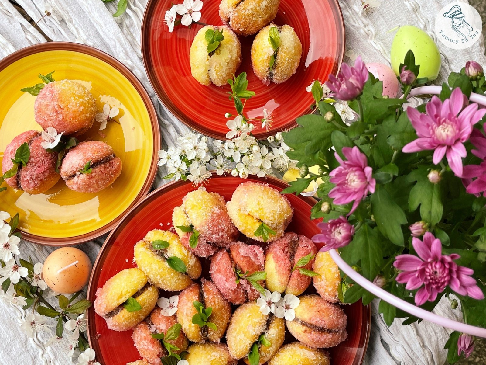 Piersici umplute cu gem și nucă servire 2