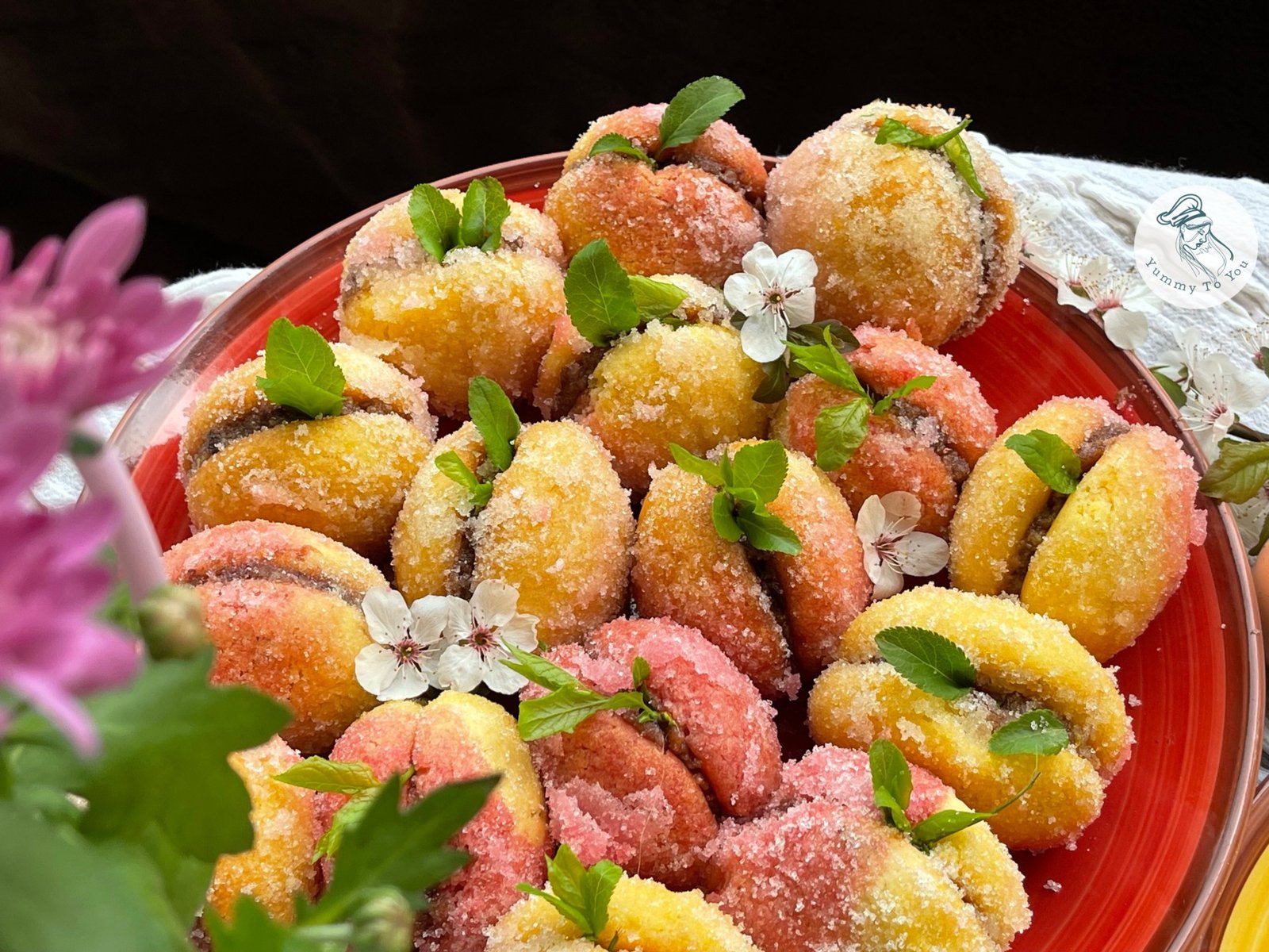 Peach-Shaped Cookies with Jam and Walnuts – A Taste of Childhood