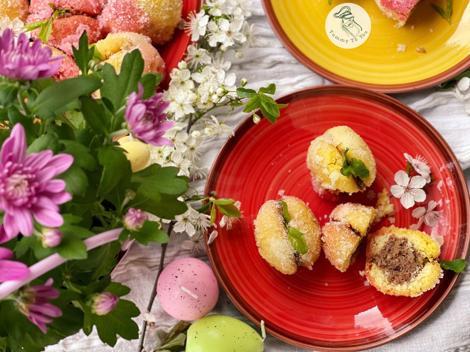 Piersici umplute cu gem și nucă servire 3