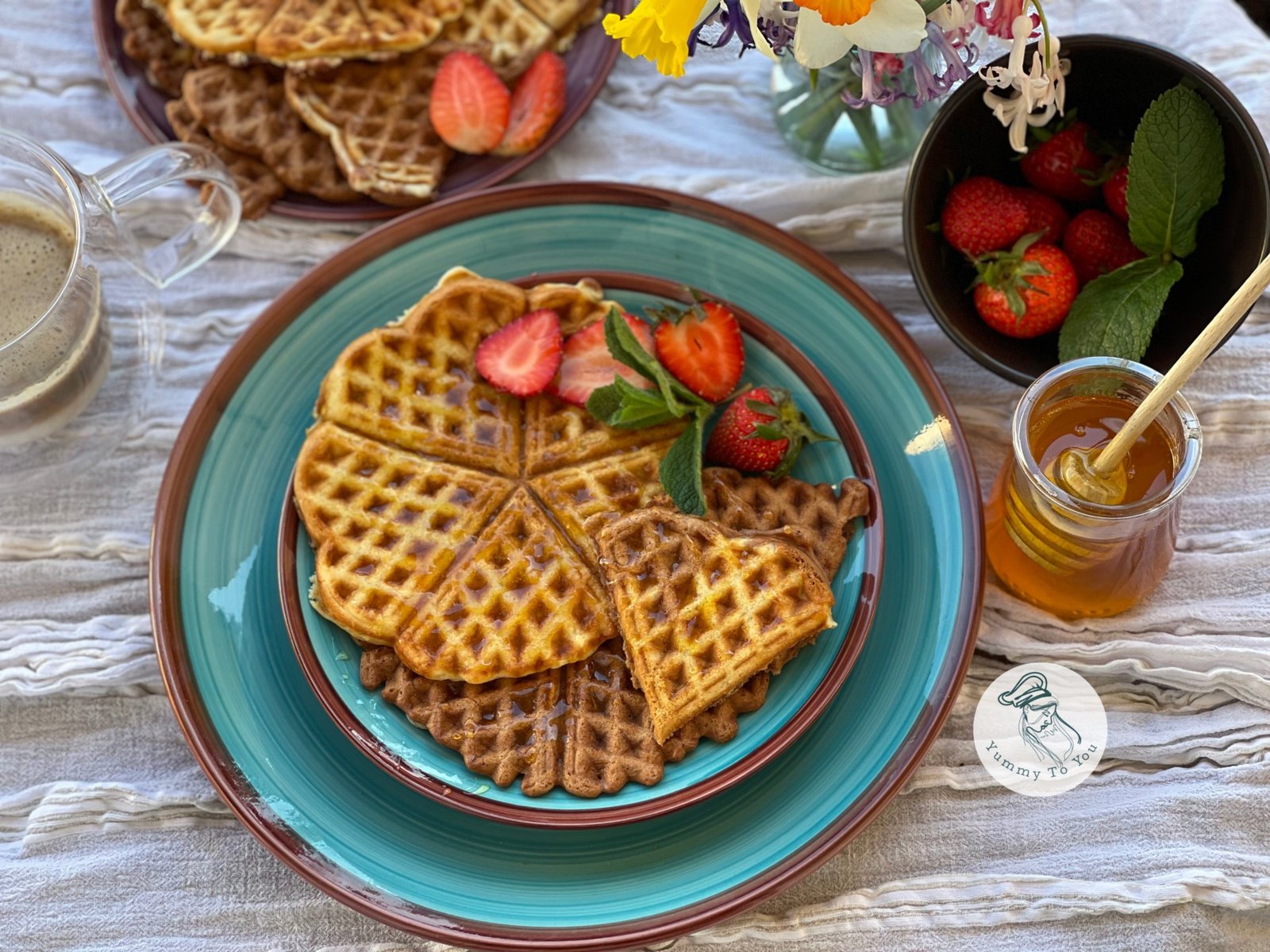 Gofre marmorate pufoase – rețetă simplă servire 2