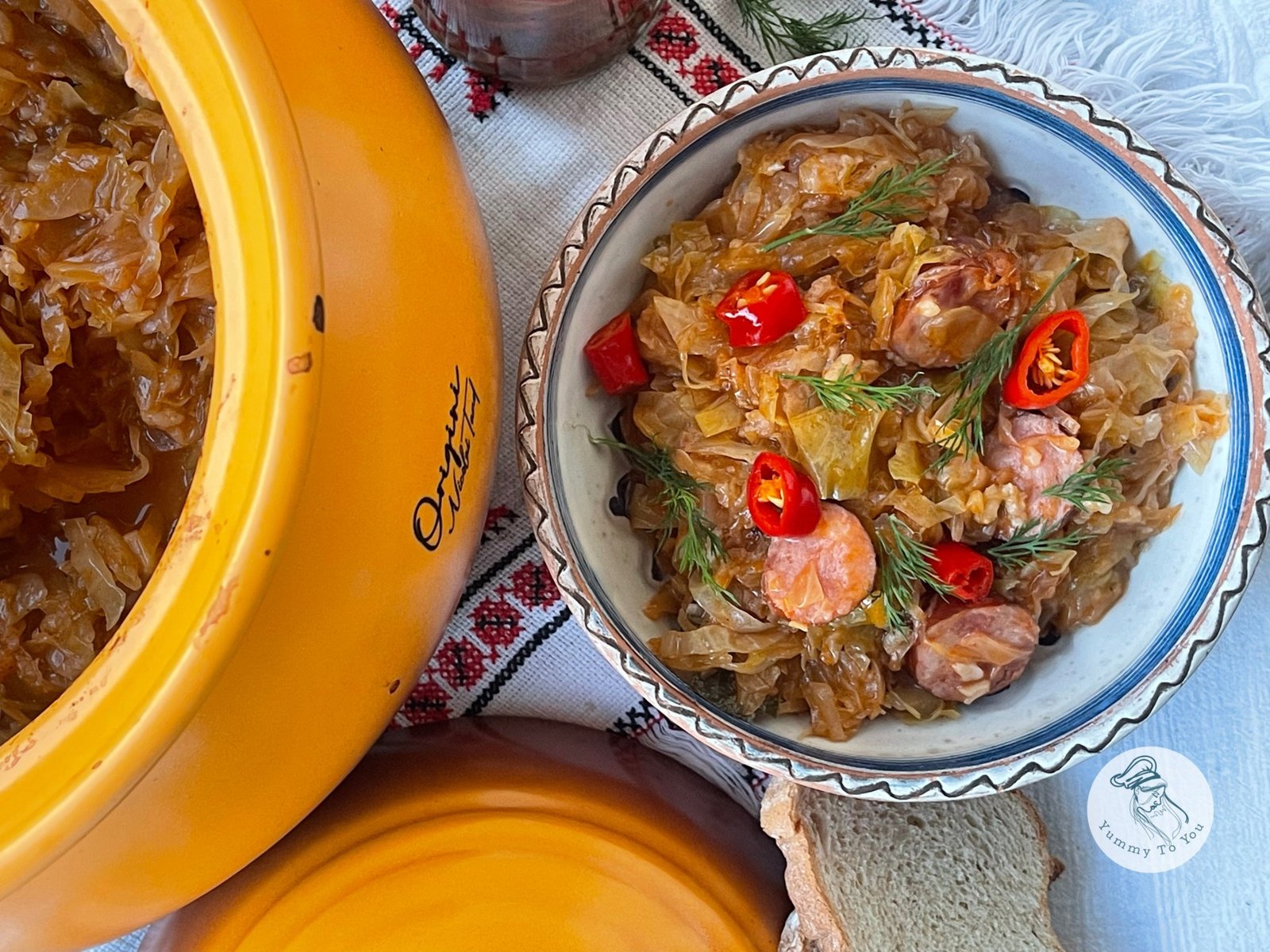 Baked sauerkraut with rice and smoked sausages – traditional family recipe
