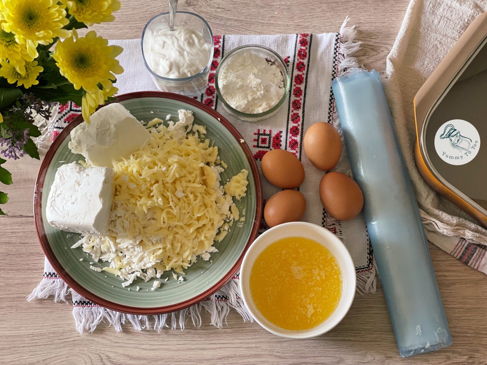 Plăcintă cu brânză sărată și iaurt ingrediente Plăcintă cu brânză sărată și iaurt ingrediente