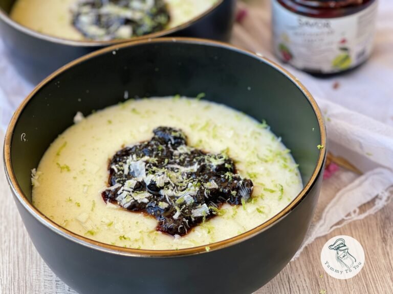 Semolina Porridge with Milk and Whipped Cream