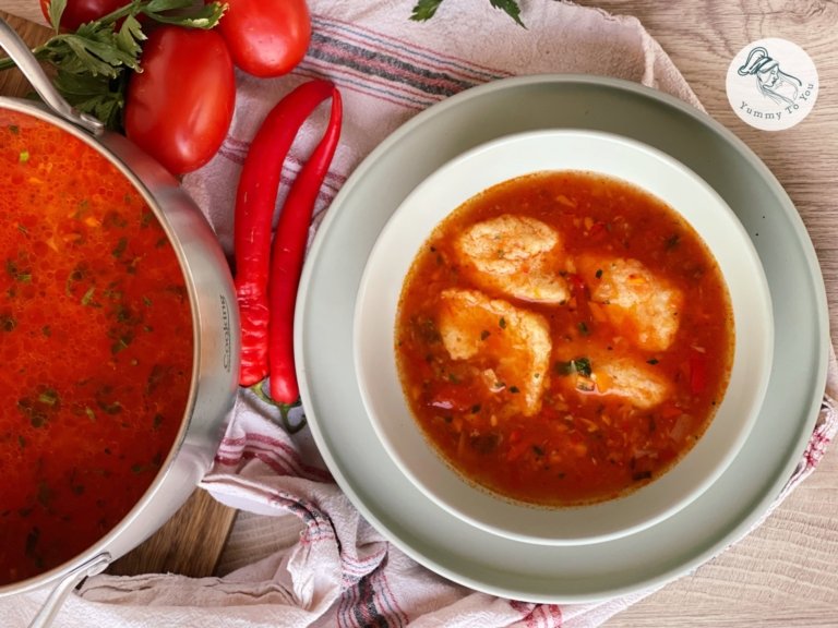Romanian Romanian Tomato Soup with Borscht and Fluffy Dumplings