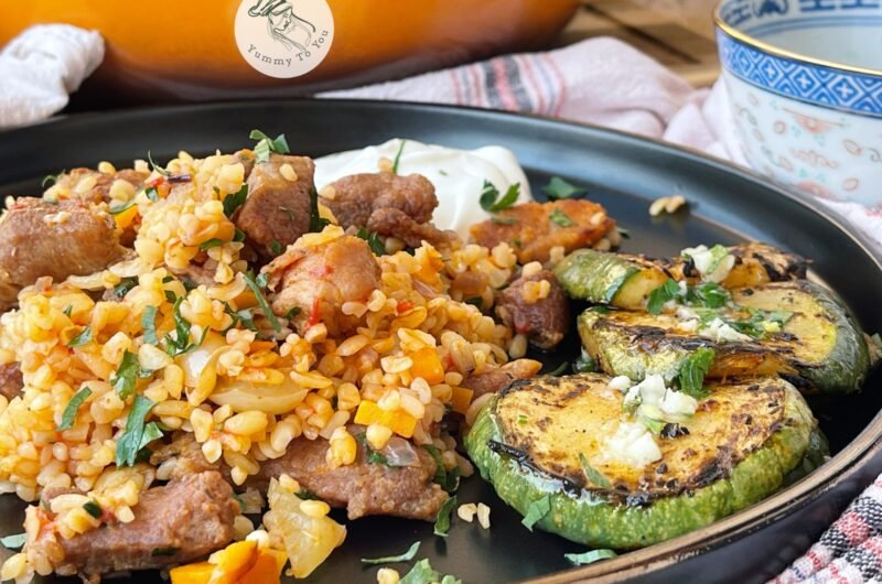 Pork and Bulgur with Golden-Browned Zucchini