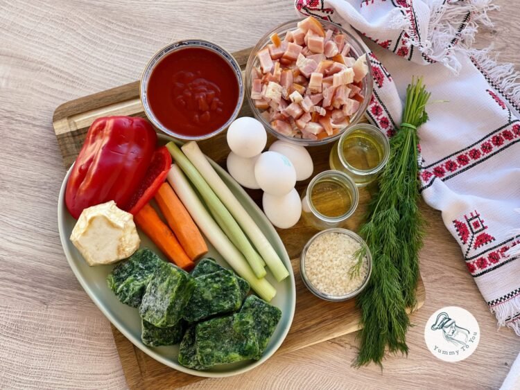Ciorbă de spanac cu kaizer și ouă poșate ingrediente Ciorbă de spanac cu kaizer și ouă poșate ingrediente