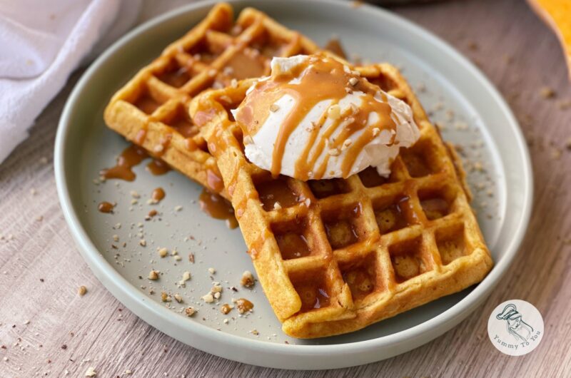 Roasted Pumpkin Waffles with Salted Caramel
