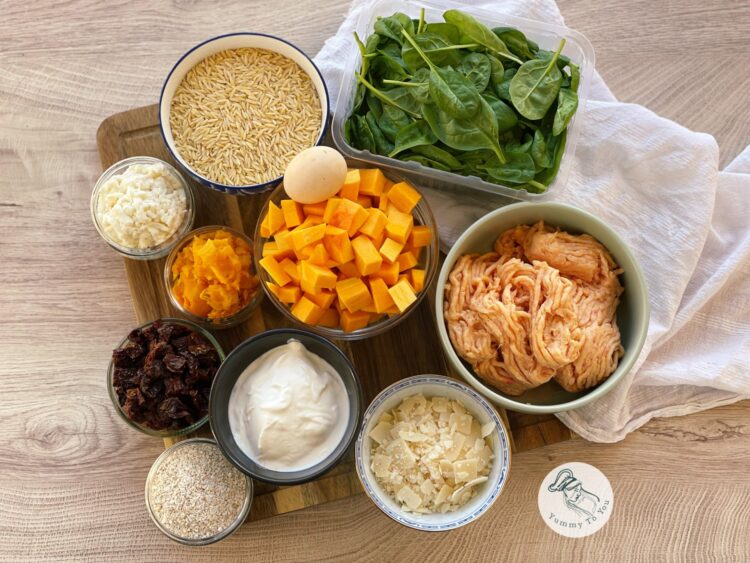 Orzo cremos cu chifteluțe de pui și dovleac ingrediente Orzo cremos cu chifteluțe de pui și dovleac ingrediente